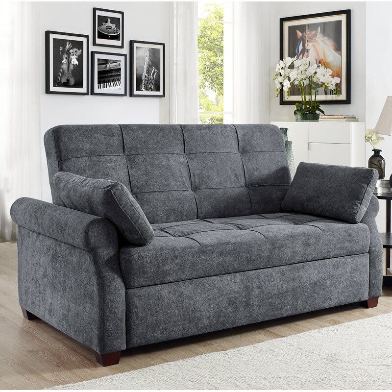 Sabrina Microfiber 72.6” Rolled Arm Sofa Bed