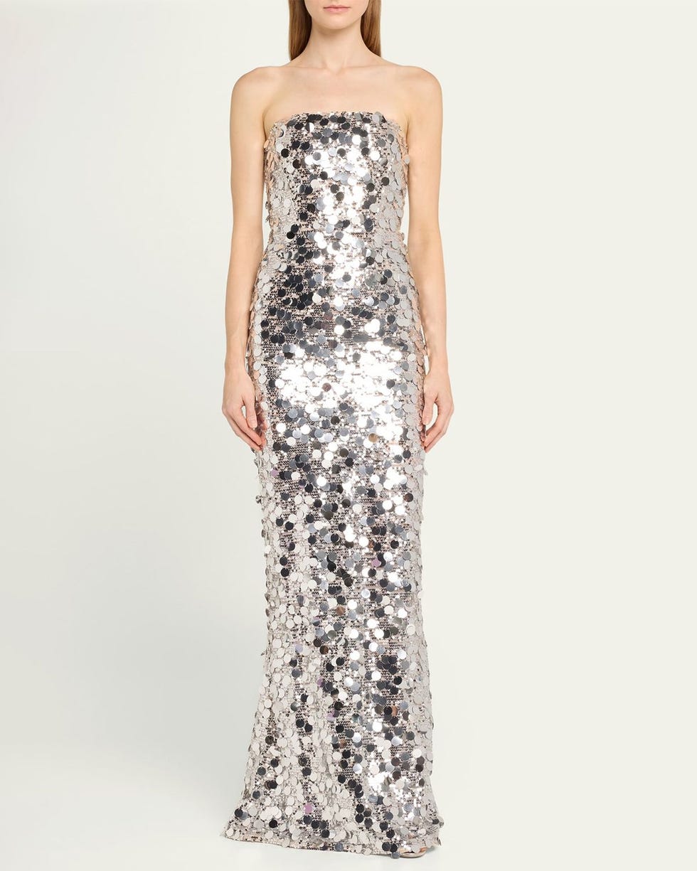 Farah Strapless Sequin Column Gown