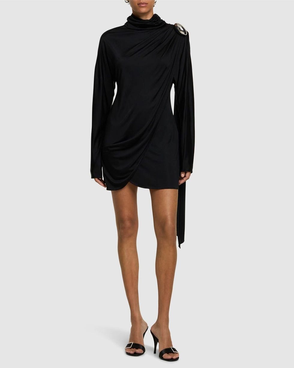 Shiny Viscose Jersey Mini Dress