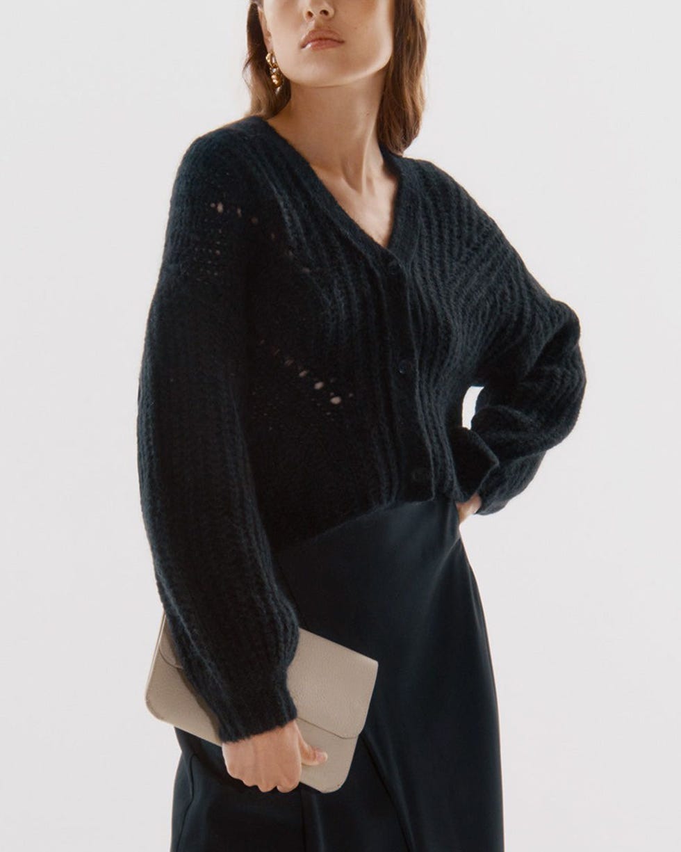 Alpaca Wool Cropped Cardigan Sweater 