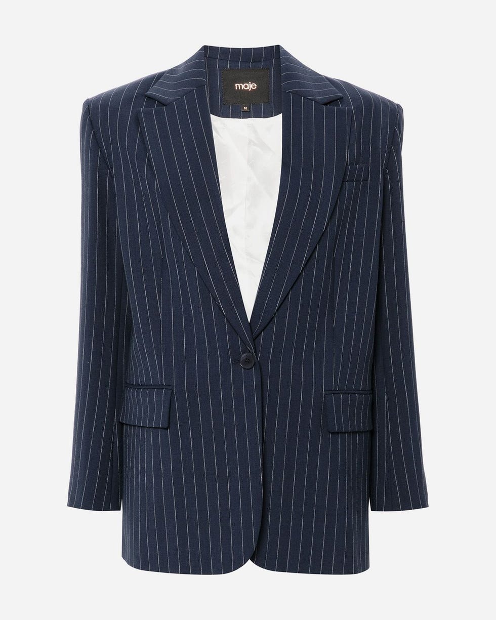 Single-Breasted Pinstripe Blazer