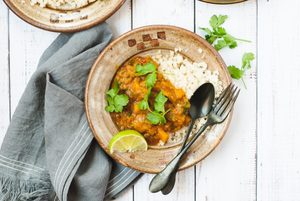 Slow Cooker Butternut Squash Dal with Cauliflower Rice