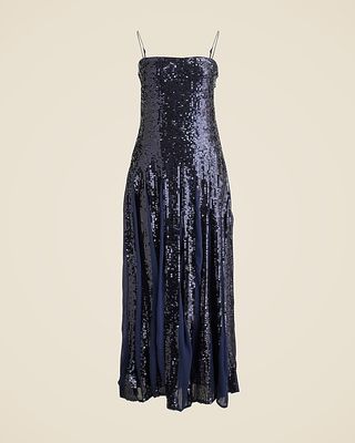 Christopher John Rogers X J.crew Pleated Dress in Sequins