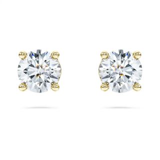 Eternity Solitaire Stud Earrings, Lab-Grown Diamonds 1 Ct Tw, Round Cut, 18k Yellow Gold