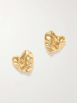 Hammered Heart Gold-Plated Earrings