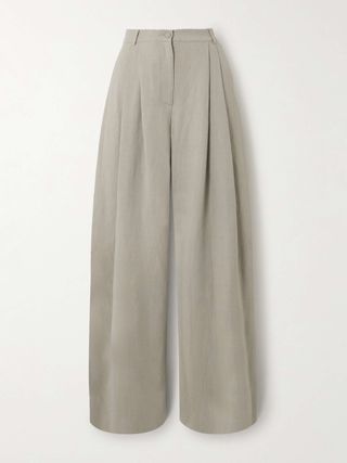 Piper Pleated Twill Wide-Leg Pants