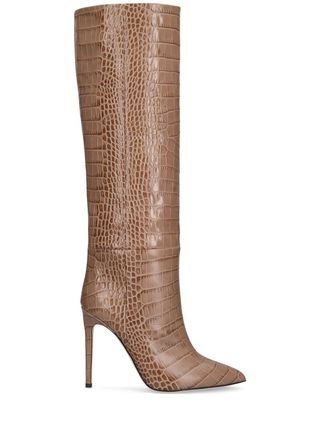 105mm Croc Embossed Leather Tall Boots - Paris Texas - Women - Taupe - 35 It