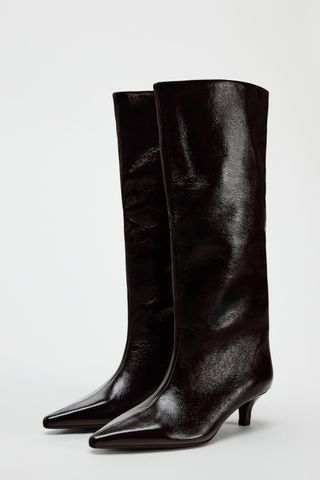 ZARA, Kitten Heel Knee High Boots