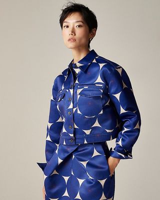 Christopher John Rogers X J.crew Structured Button-Up Shirt in Dot Duchesse Satin