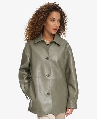 Levi's Women's Faux Leather Relaxed Vintage Look Blazer in sage