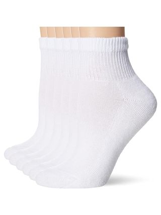 Hanes Ultimate Womens 6-Pack Ankle Athletic Socks, White, Shoe Size 5-9 Us